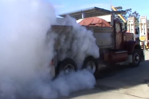 Video: 8 Wheel Burnout In A Dump Truck - Epic!